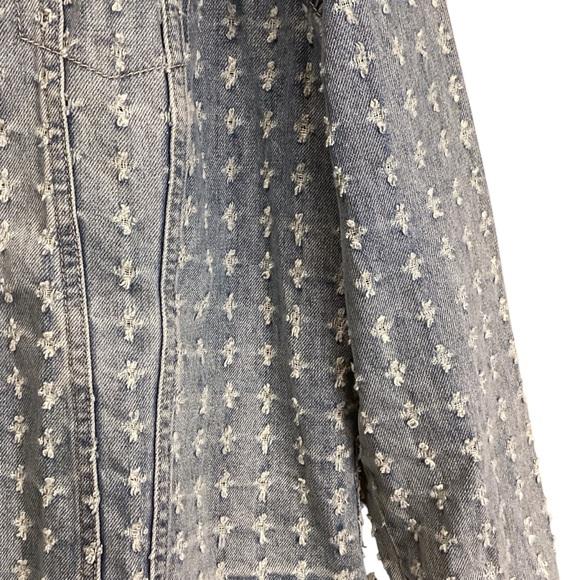 Tribal Jeans Distressed Denim Jacket - Blue Fog, Size XL - Picture 4 of 11